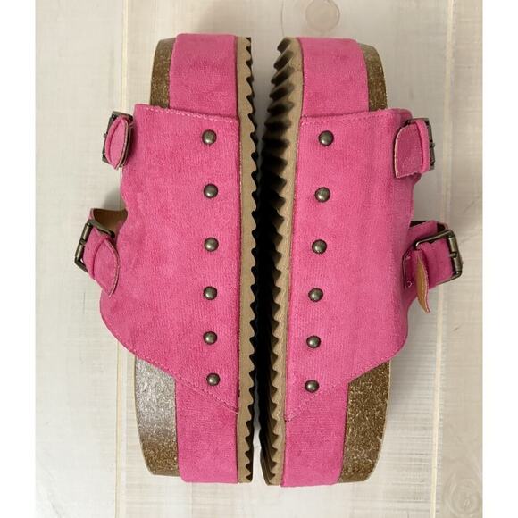 Eternal & Love PINK SUEDE BUCKLE PLATFORM SANDALS Women’s Sz 41 (US Sz 10) NEW - Picture 8 of 11
